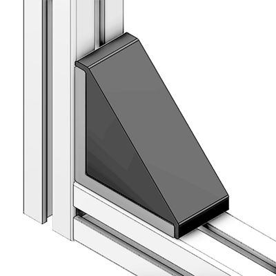 40-220-0 MODULAR SOLUTIONS ALUMINUM GUSSET 45MM X 90MM BLACK PLASTIC CAP COVER FOR 40-120-1, FOR A FINISHED APPEARANCE